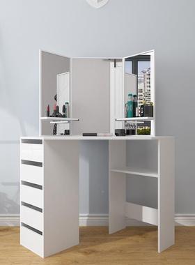 现代简小户型卧室梳妆化台SRI妆桌纯可收纳色约带凳梳妆桌岩板台