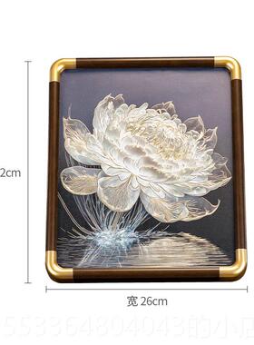 高档雕画摆台《光影铜睡莲》新中式客摆厅餐厅 卧台室办公室书房