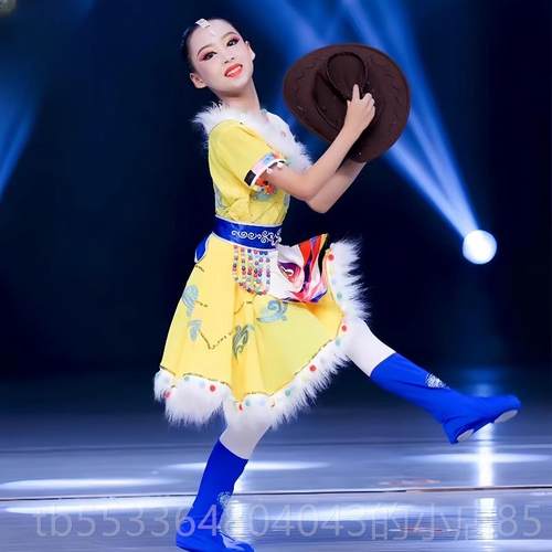 高档儿童牧民新歌心舞蹈歌服民族舞剧目帽子道幼具儿藏族服舞蹈演