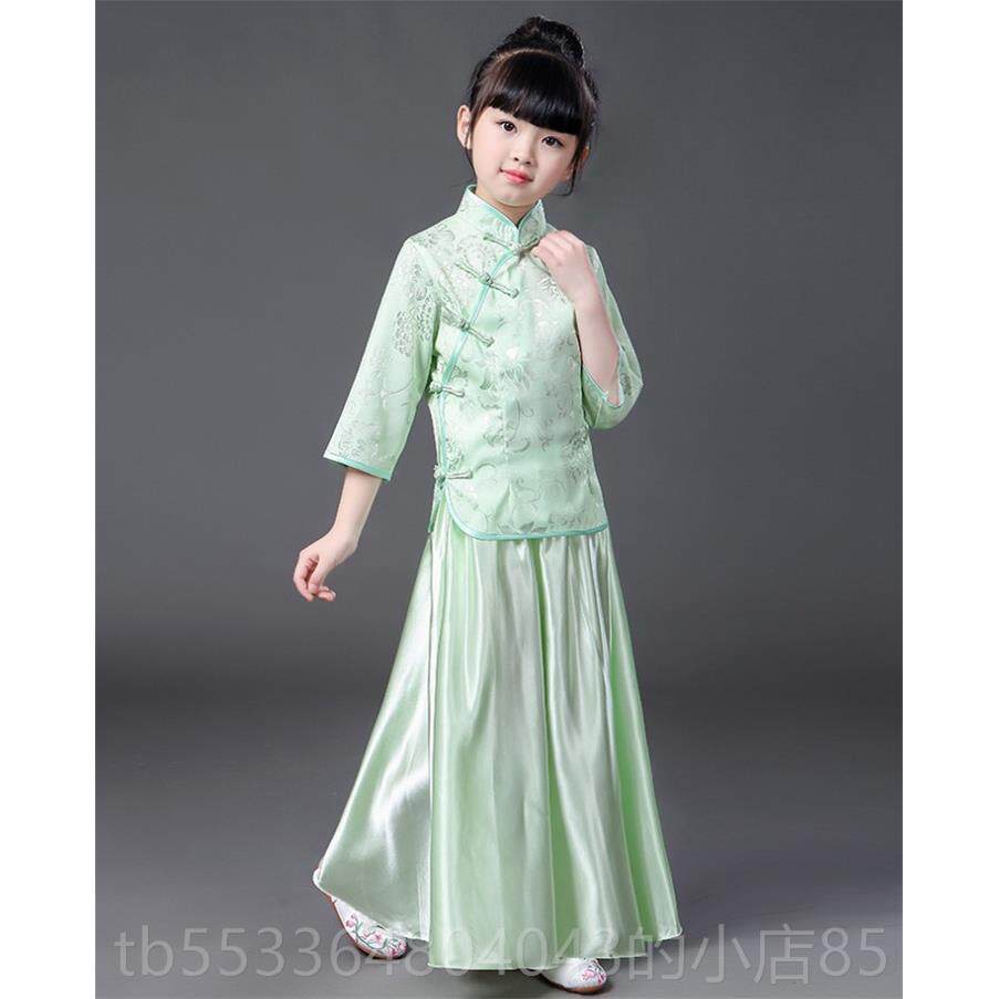 高档民国风童套装儿六女一古筝古琴琵琶裙舞蹈演出服改良旗袍毕业