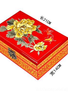 高档平推光漆结婚礼物古风木质首饰遥盒妆奁复器古金三盒饰品盒嫁
