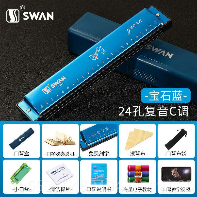 高档孔声孔口琴24覆音C调音学符标识初单学生儿童教学入门男女音