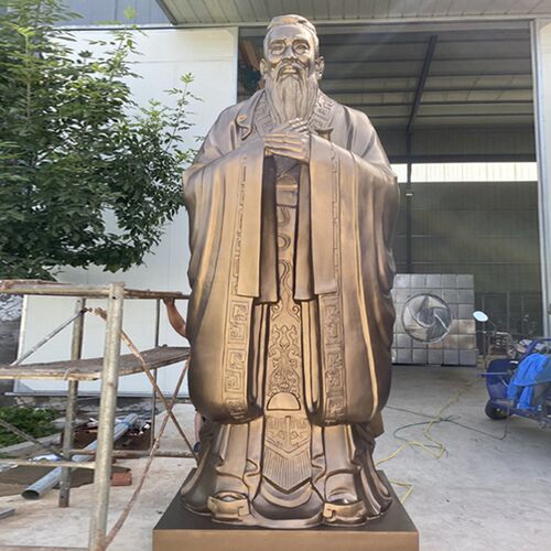 铸铜孔子老子人物雕塑铜雕老子骑牛雕像广场城市园林景观雕塑摆件