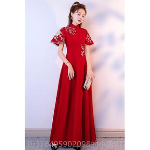新款季礼仪服装开业颁奖高端演出礼学生服迎夏宾刺绣旗袍国风中合