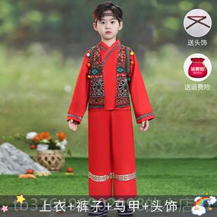新款三月三广壮族服演饰少数族西服装儿童苗侗族黎彝舞蹈幼儿民园