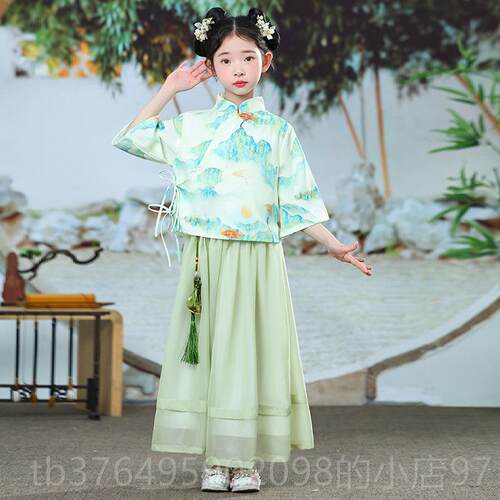 新款六一出服幼园中国风古古装男女童风唐装表演服套装儿合唱中演