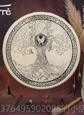 新款terre疗框手鼓满声萨鼓鼓大鼓羊皮图腾shaman音愈瑜伽打击乐