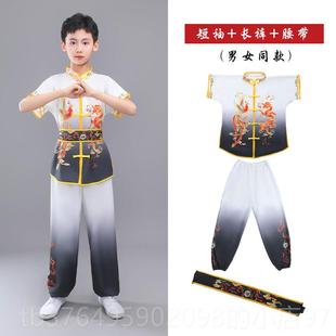 新款童六儿武术表演服装练功服中功国夫男女童训练服中国风演出服