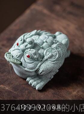 新款砂石创意招财三青足金蟾办公桌室几面茶宠可养鱼缸造景茶装饰