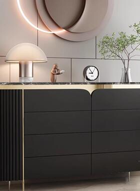 奶储油风边桌现餐代简约家用客卧厅隔断柜轻奢室餐VCV厅岩板物餐