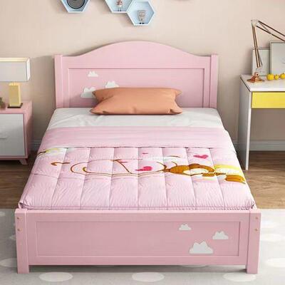 儿童床实女孩床公主粉色抽木屉床一米单人床宝宝床栏经济XIH型护