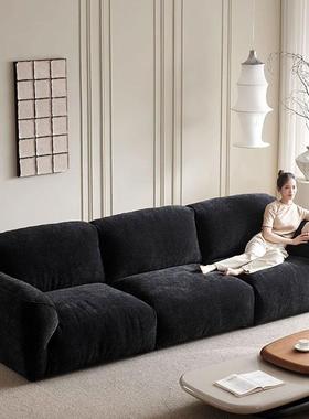 法复古格兰德沙EUU发客直排三人式位小户雪型羽绒黑色尼尔布艺沙