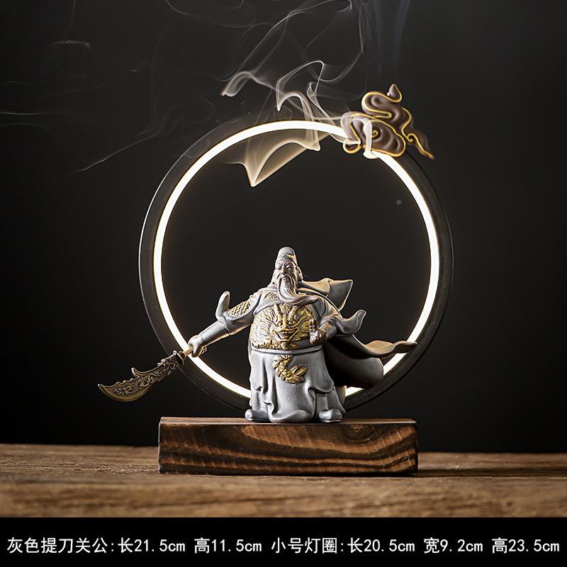 客厅陶瓷关公载家汽居车关二爷摆件车摆办公件二爷车100载武茶宠