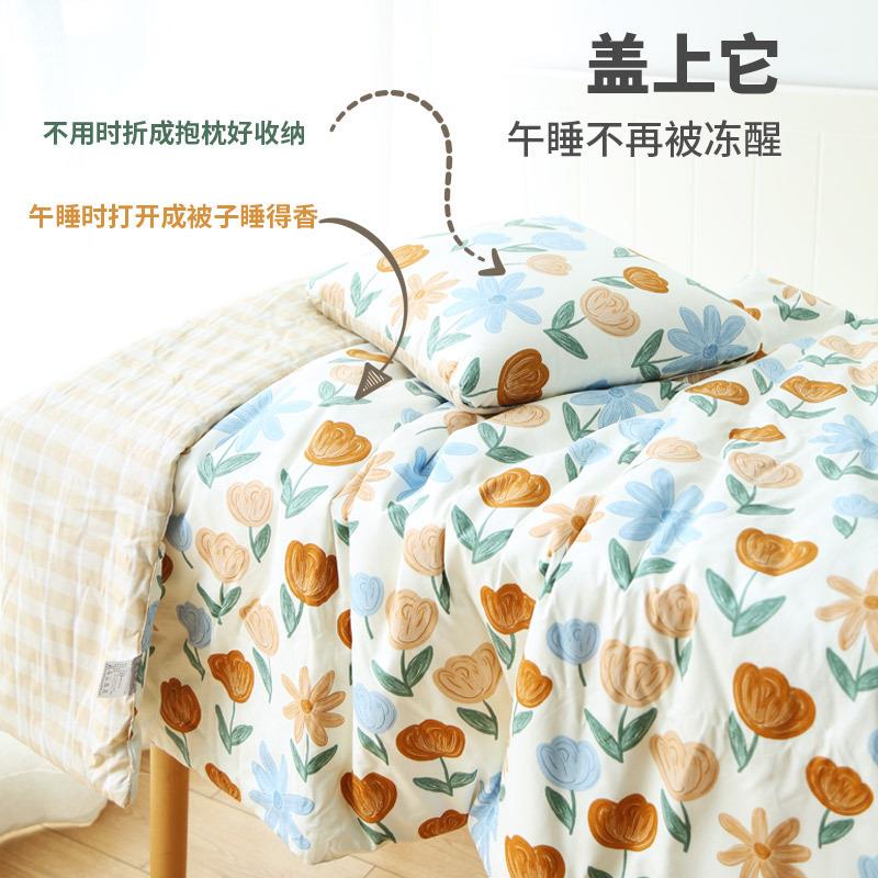 折586叠被子抱枕两用午睡靠垫全汽棉办多功能车公纯棉午休载车小