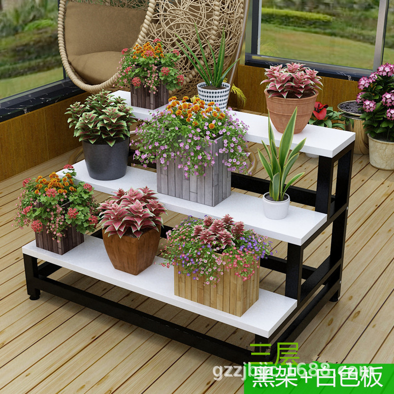 简约现代室内阳台花店花架梯形置物架多层鲜花展示架货架现代简约