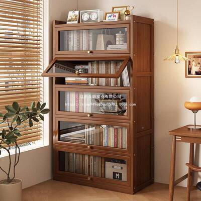 LQT明防尘架书客厅封闭式多功能书本收纳柜多层济带透柜门经型书