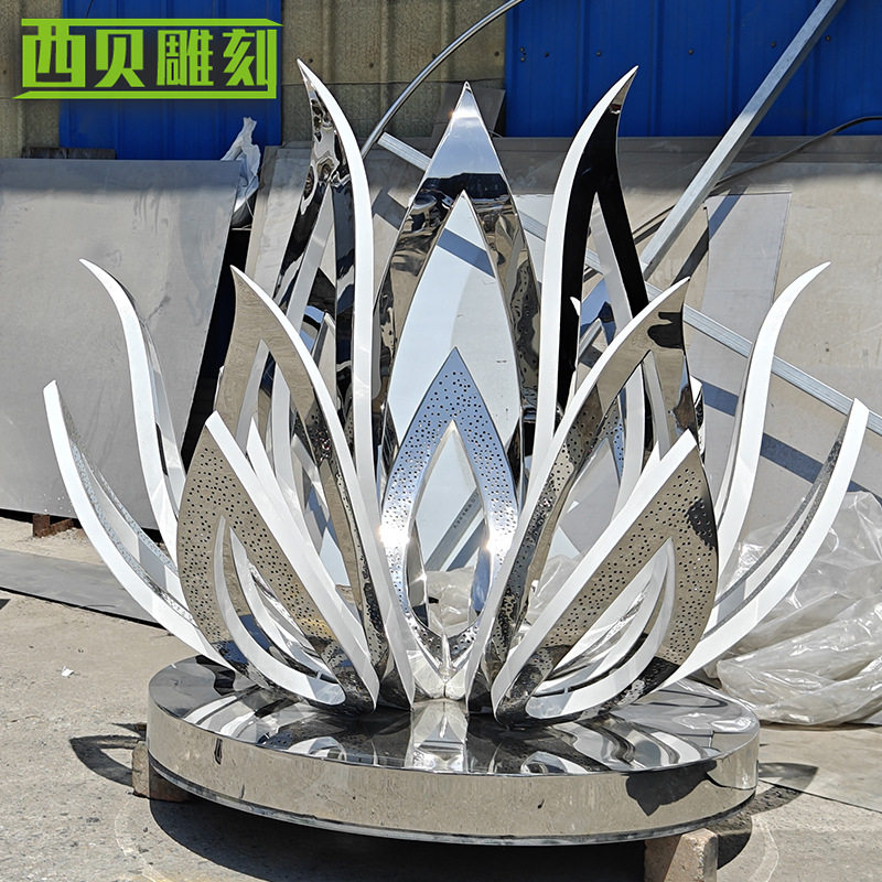 大型镜面不锈钢莲花雕塑