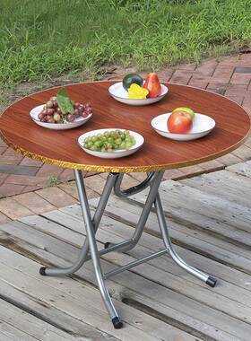 靠边小站圆桌折叠家用饭桌可折叠子圆形吃桌饭桌餐ZDZ-YXZD桌折圆