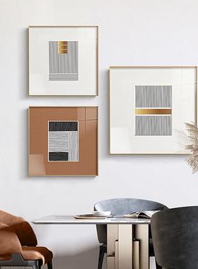 絮画线线PPI现代简约客厅饰画轻奢餐厅挂橙色方形装卧室画抽象条