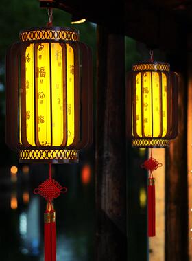 实木旋转灯笼茶仿古阳台走廊楼饰吊饰木制艺中装RQL式吊灯木宫灯