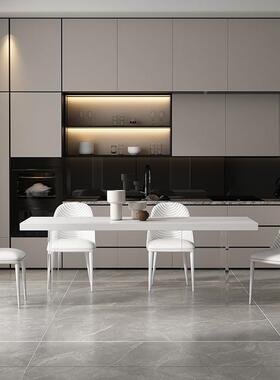 德利丰形下挂岩板餐桌意式约台简家用长IKS方纯岛白亚克力透明桌