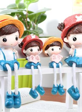 可爱树脂吊脚娃娃电视柜酒柜家居隔板装饰品摆件创意房间室内摆设