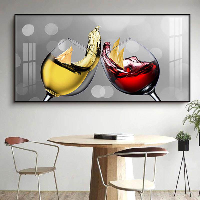 装饰画餐厅背景墙酒杯现代简约酒柜餐桌旁边墙上的挂画北欧壁画