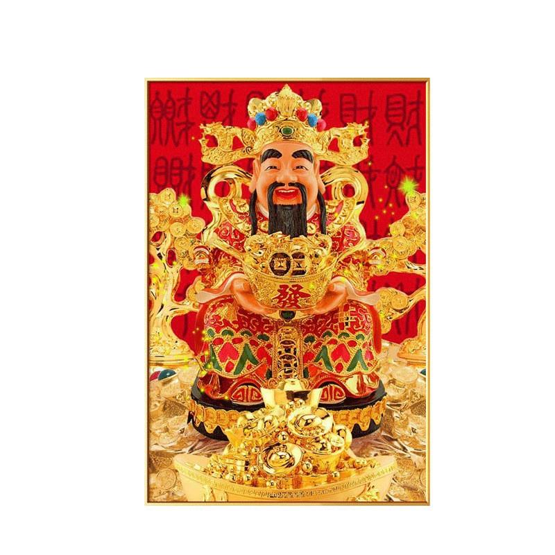 5D钻石画财神爷聚宝盆满钻钻石绣财源滚滚钻石画点钻十字绣挂画