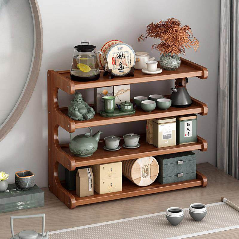 桌面博古架小型茶具置物架新中式古风茶桌上茶台茶杯架子茶壶摆放