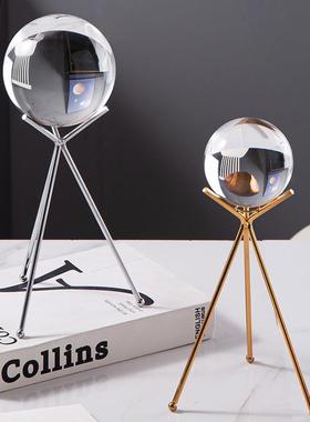水晶球底座托架圆球形摆件支架 家用现代简约晶体铁艺三角支架