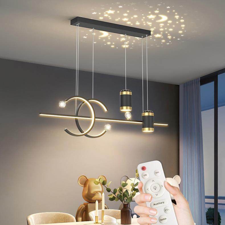 LED餐厅吊灯 简约现代餐桌灯具吧台客厅吊灯创意星空灯月亮星星灯