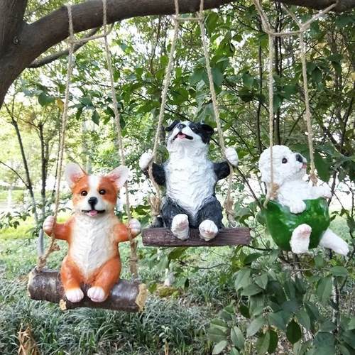空中动物小狗荡秋千挂饰吊饰 户外景观庭院花园林别墅创意装饰品