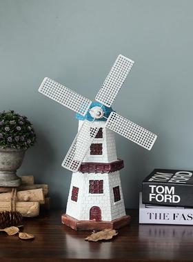 复古荷兰风车模型工艺摆件咖啡厅客厅电视柜酒柜装饰品创意摆设