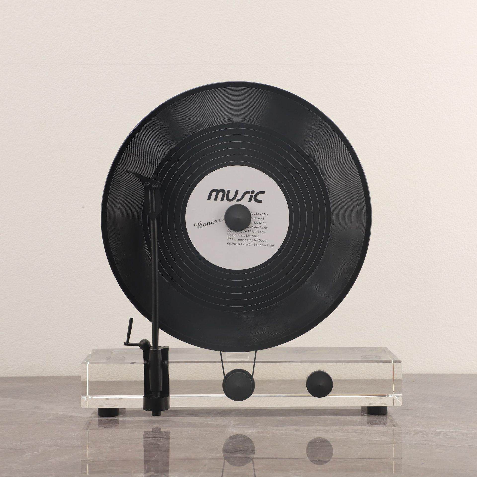 现代仿真立式黑胶唱片机留音机样板间电视柜茶几家居客厅饰品摆件