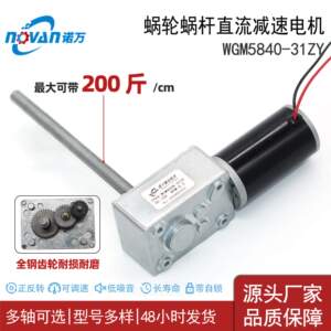 5840蜗轮蜗杆直流减速电机116mm长M8轴自锁减速马达12V24V