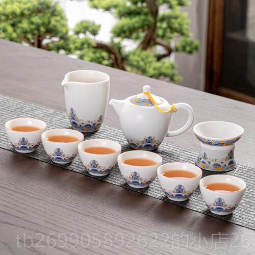 正品代定窑亚光碗功夫茶具套装式简约家用中办公室现白瓷盖陶瓷泡