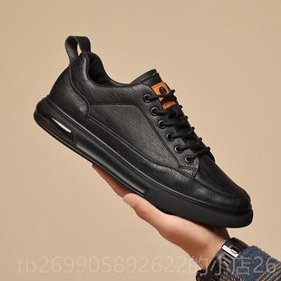 采产品男鞋 天鹅绒黑色时购尚休闲皮鞋 秋冬2025新款 运男士 百鞋 正品