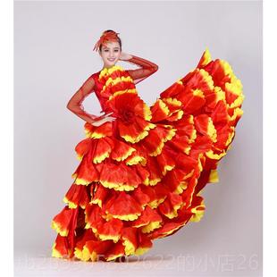 中国风大舞 伴舞长裙台装 正品 出花开盛歌世舞蹈演服成人女表演服装