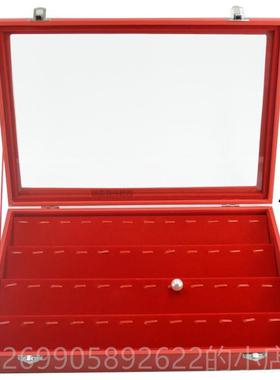 正品宝大号红色盖珠箱格子带收纳戒项链手链吊坠耳环耳指钉手镯首