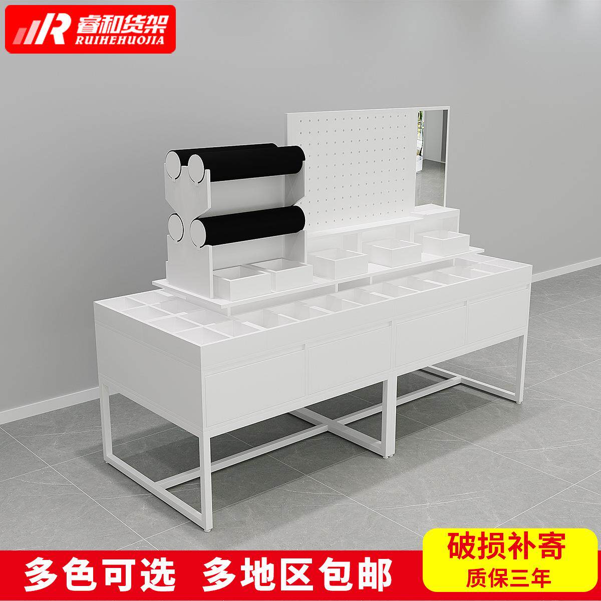 饰品流水台头箍发饰发夹彩妆架精品店双面中岛台耳钉首饰陈列货架