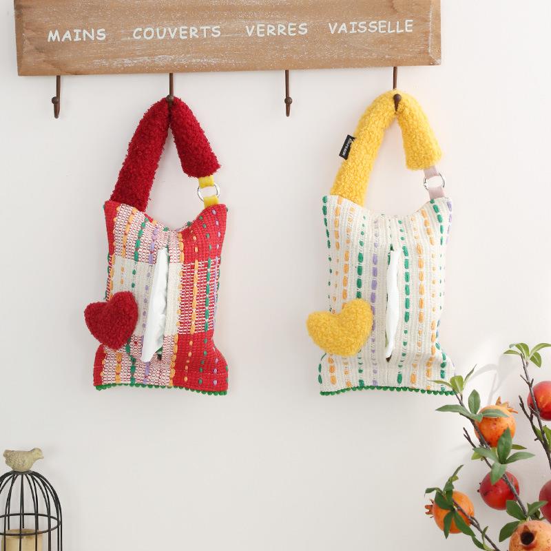 美作元素设计爱心彩线抽纸袋卧室客厅纸巾包车载挂纸巾盒工厂