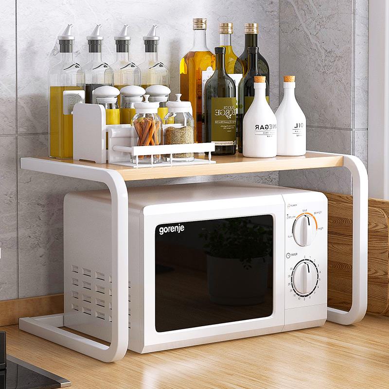 厨房置物架台面双层锅具收纳架微波炉烤箱架子用品家用大全储盛广