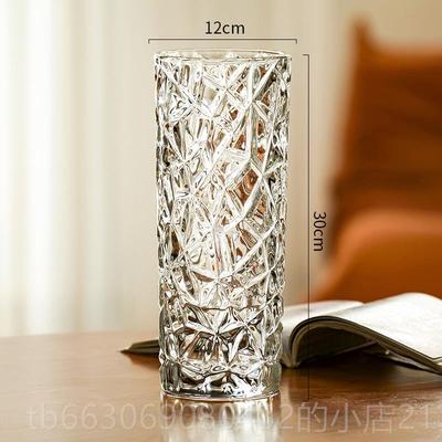 新款AUFUNRA北欧时尚i璃ns厅风花加厚玻水养玫瑰百合干花插摆件客