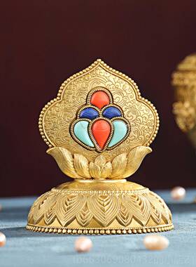 新款家居宝瓶铜制八吉祥装饰用品用办公桌面花莲摩家尼宝净水瓶摆