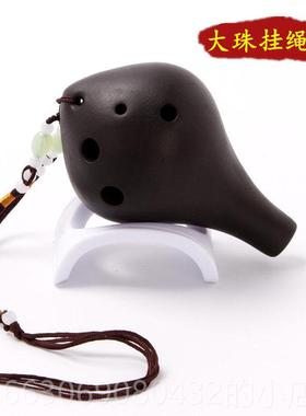 高档黑木火陶笛6中音C陶埙AC红陶陶六孔初学刻入孔门乐器归去来同