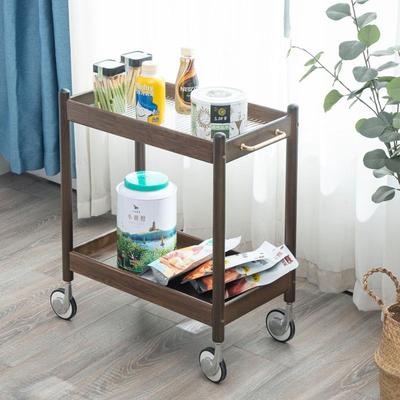 沙发边几 带轮可移动实木床头柜 小边桌侘寂风小推车置物架