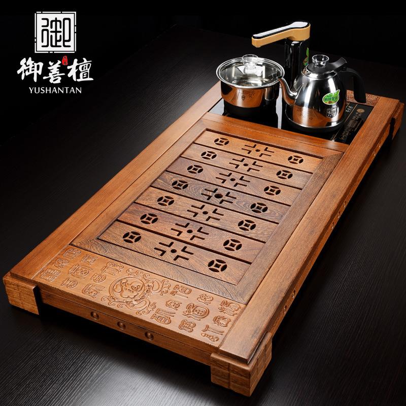 非洲鸡翅木茶盘现代简约家用大号茶台全自动烧水壶一体功夫茶具
