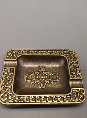 古玩铜器收藏黄铜笔洗书房摆件仿古黄铜笔洗砚台家居摆设工艺