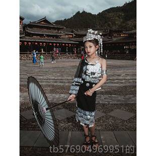 新款儿童族服装女童数民族演出苗服少南贵云州土家族傣族舞蹈表演