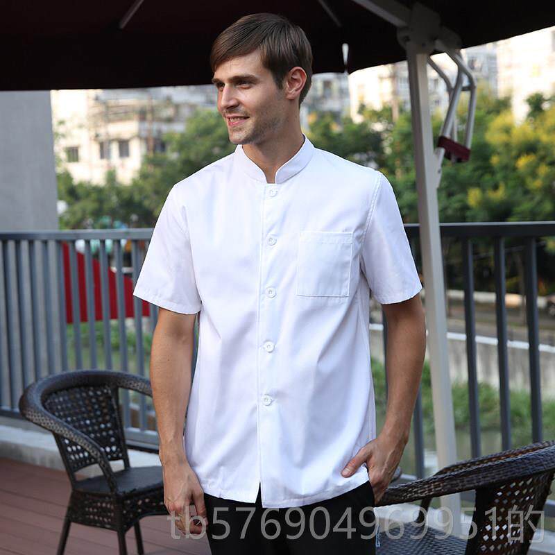 新款厨师服短夏装男女透气工作袖服酒店后厨厨长上袖七分房袖半袖
